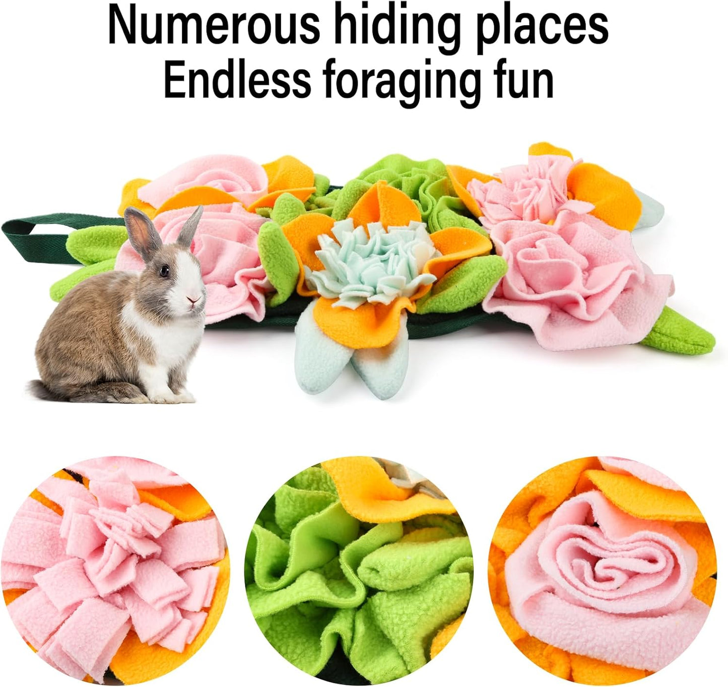 Rabbit Foraging Mat, Guinea Pig Toys19.69" X 10.63"Small Animal Foraging Mat,Enrichment Toy Promotes Natural Foraging Behavior and Mental Stimulation for Rabbits Ferrets Chinchillas