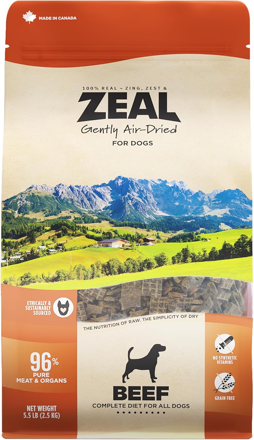 ZEAL Canada Air-Dried Beef Recipe for Dogs - High Protein, Natural Superfoods, Nutrient Rich, No Fillers, Grain Free, Complete & Balanced (Beef, 5.5lb)