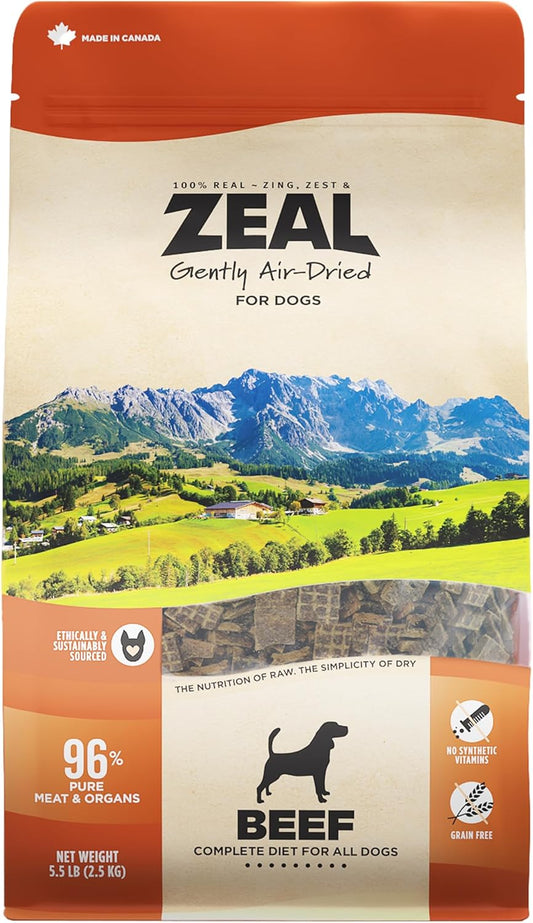 ZEAL Canada Air-Dried Beef Recipe for Dogs - High Protein, Natural Superfoods, Nutrient Rich, No Fillers, Grain Free, Complete & Balanced (Beef, 5.5lb)