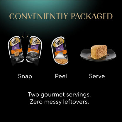 Sheba Perfect Portions Wet Cat Food Pate Savory Chicken Entree and with Sustainable Salmon Variety Pack, 2.6 oz. Twin-Pack Trays (6 Count, 12 Servings) (Pack of 2)