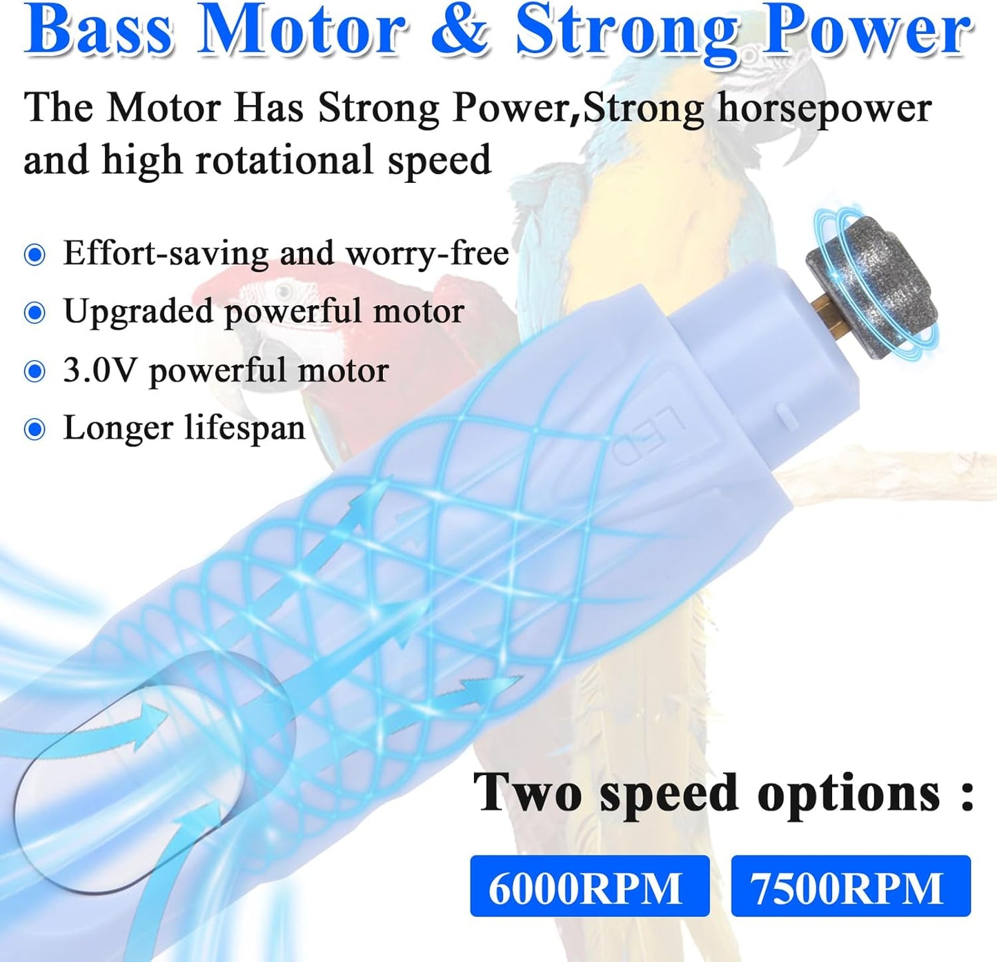 Bird Nail Grinder,Automated Bird Beak Grinder,3-in-1 Nail Care Kit with Nail Clippers and Nail File for Parrots, Budgies, Parakeets, Finches and Lovebirds, Hamsters, Rabbits