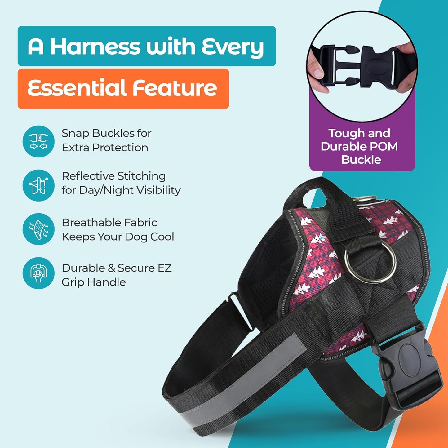 Joyride Basic Essential Dog Harness 1.0 - Small, Medium, Large Dogs, No-Pull Pet Vest with 3 Side Rings for Leash Placement, Adjustable for Training (Winter Trees, S)