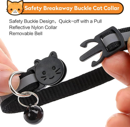 2 Pack Airtag Cat Collar with Bell, Reflective Nylon Kitten Collar with Apple Air Tag Holder and Breakaway Safety Buckle for Puppy Girl Boy Cats, 3/8" in Width and Lightweight, Purple
