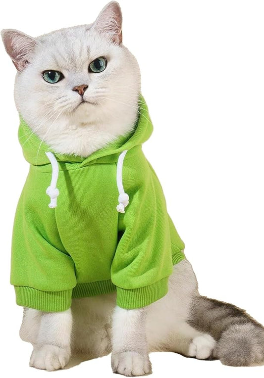 QWINEE Basic Dog Hoodie Sweatshirt Puppy Sweater Warm Cat Costumes Pet Clothes for Chihuahua Puppy Kitten Small Medium Dogs Green X-Small