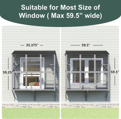 Cat Catio, Window Catio for Multiple Indoor Cats with 4 Jump Platforms, Cat Window Perch for Playing, Sunbathing, Napping, Waterproof Window Box Enclosure for Safely Enjoying Outdoor Sights