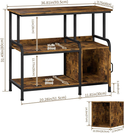 40-50 Gallon Fish Tank Stand，750 lbs Capacity Aquarium Stand，Heavy-Duty 3-Level Reptile Stand with Built-in Storage，36.8×15.7×31.5" Steel Terrarium Stand，Retro Brown