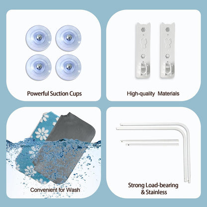 Cat Window Perch, Foldable Cat Window Hammock with Cute 3D Textured Flower Cover, Breathable Mesh Cover and Strong Suction Cups, Cordless Window Seat Bed for Indoor Cats (Blue, Medium)