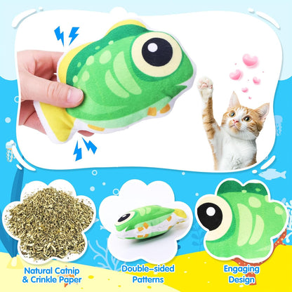 6 Pcs Catnip Toys for Cats, with Various Cute Fish Styles, Catnip Crinkle Sound, Soft and Durable, Interactive Kitten Kicker for Indoor Kitty Exercise for All Breeds