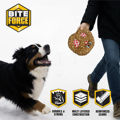Bite Force Dog Toy - Pawsome Pretzel Squeaky Treat Dog Toy Kevlar-Reinforced for Aggressive Chewers- Brown.
