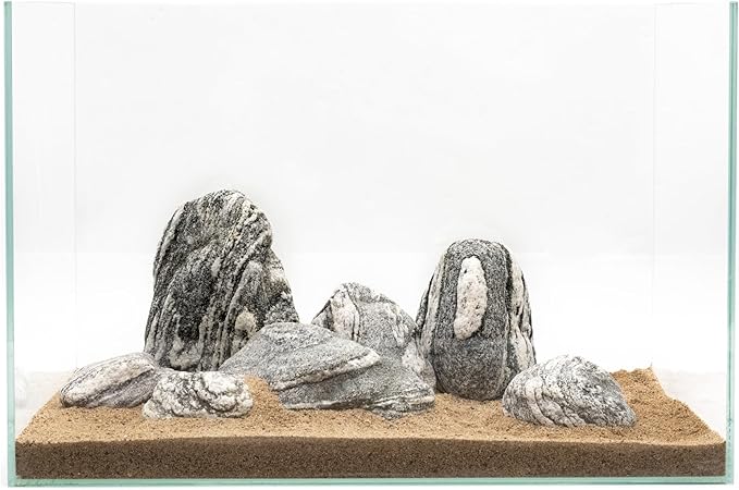Aquarium Rocks Silver Seiryu Rock 5lb Natural Stone for Fish Tanks, Terrariums, Bonsai, Garden Decoration, Micro Landscapes & Reptile Terrariums(2-5inch 4-5Pcs)
