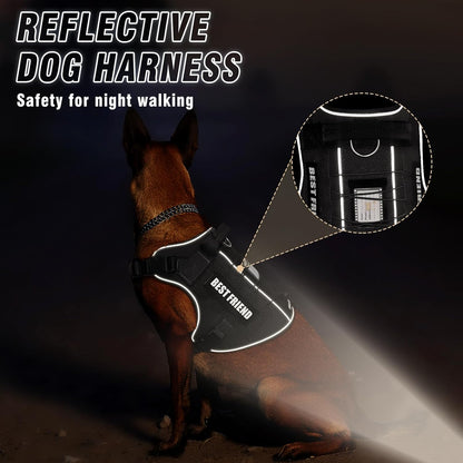 Tactical Dog Harness Small Sized Dog,No Pull Military Dog Vest with Handle,Reflective Heavy Duty Pet Harness for Walking Hiking Training Black S