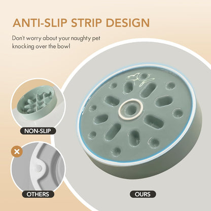 Ceramic 1.2 Cup Raised Slow Feeder Dog Bowl Set, Elevated 6.1inch Bowl and 7.3inch Slow Pet Food Dish with Wooden Stand for Small and Medium Dog (2 x Light Green+ Stand)