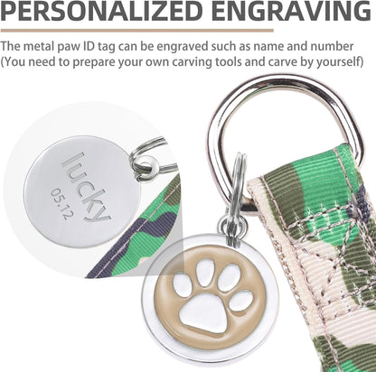 PUPTECK No Pull Dog Harness Soft Adjustable Basic Nylon Step in Puppy Vest Outdoor Walking with ID Tag, Camouflage, M