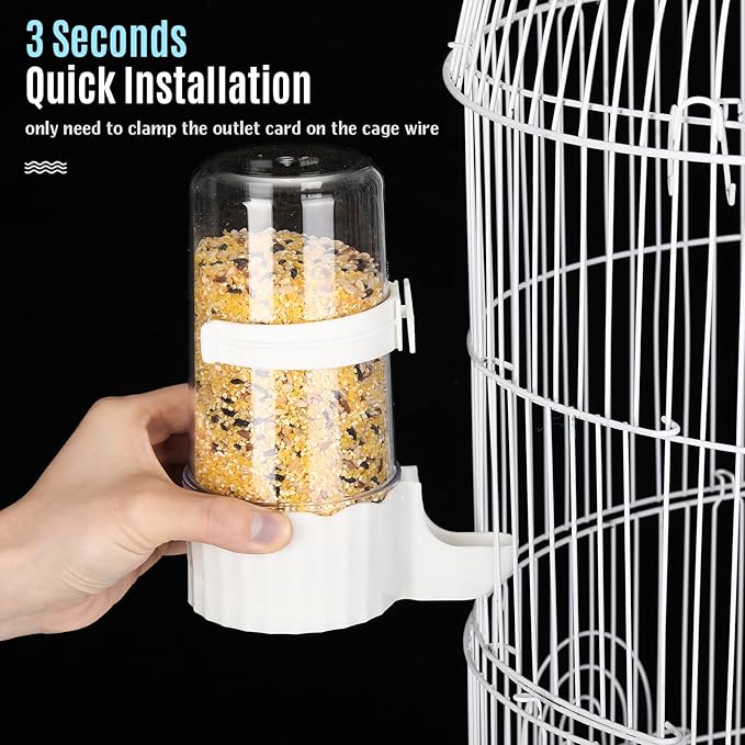 Weewooday 4 Pieces Automatic Bird Feeder Cage Water Dispenser Bird Water Feeder Hamster Cage Waterer Accessory Drinker Bottle for Hamster Parrot(Cute Style,Blue, White,490 ml)