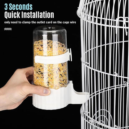 Weewooday 4 Pieces Automatic Bird Feeder Cage Water Dispenser Bird Water Feeder Hamster Cage Waterer Accessory Drinker Bottle for Hamster Parrot(Cute Style,Blue, White,490 ml)