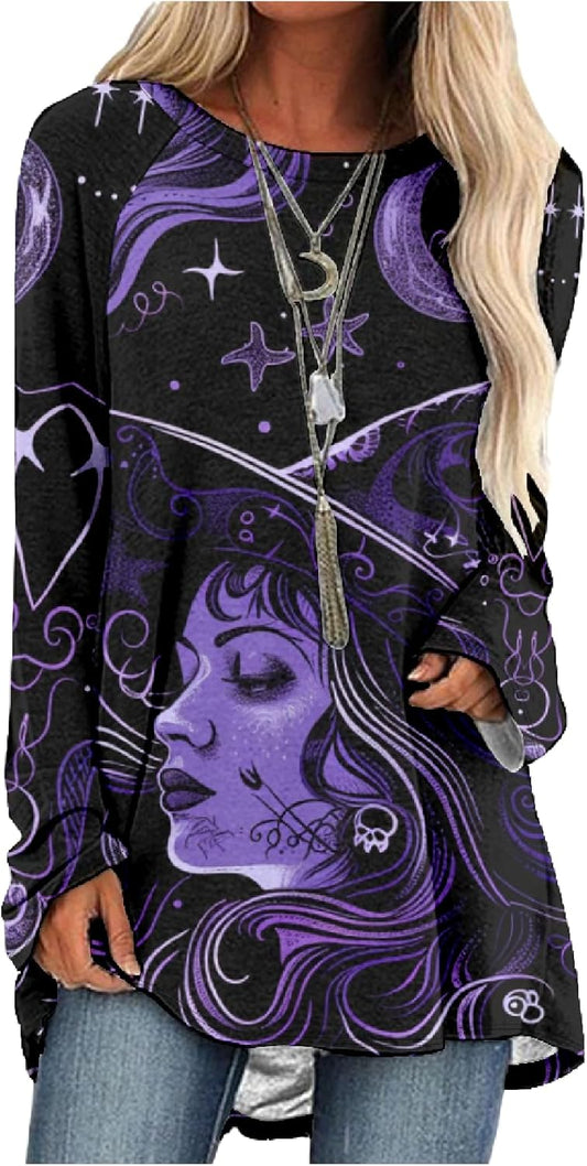 MARSVOVO Women Novelty Graphic Plus Size Sweater Crewneck Long Sleeve Cute Printed Loose Fit Casual Fall Sweaters Top