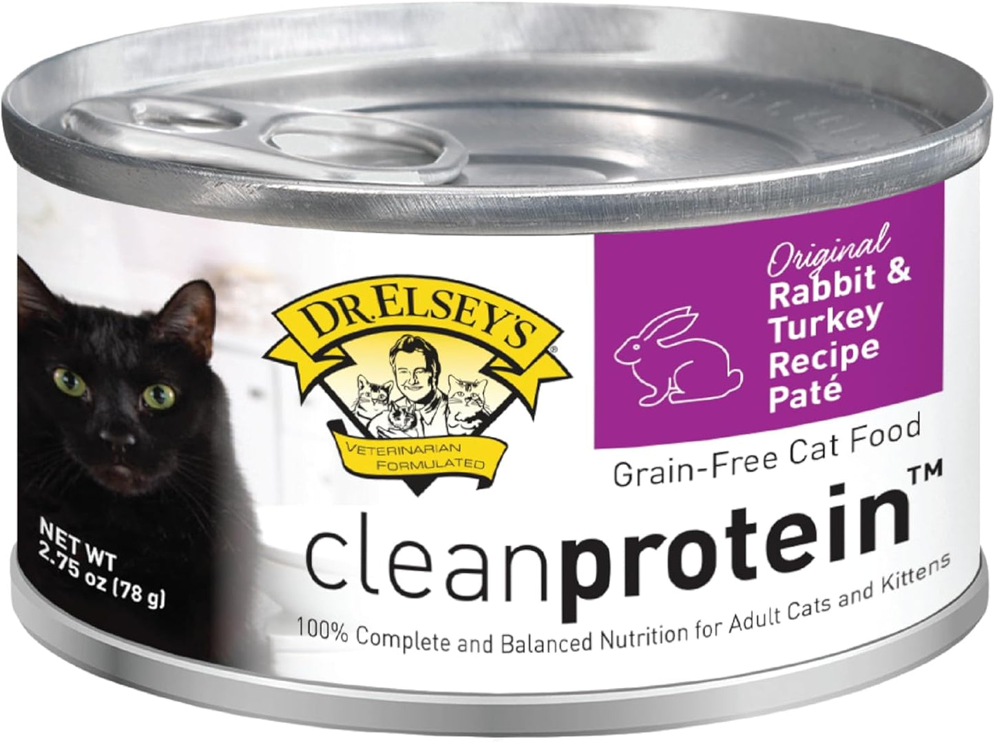 Dr. Elsey's cleanprotein Original Rabbit & Turkey Recipe Wet Cat Food, 2.75oz Cans, (Pack of 24)