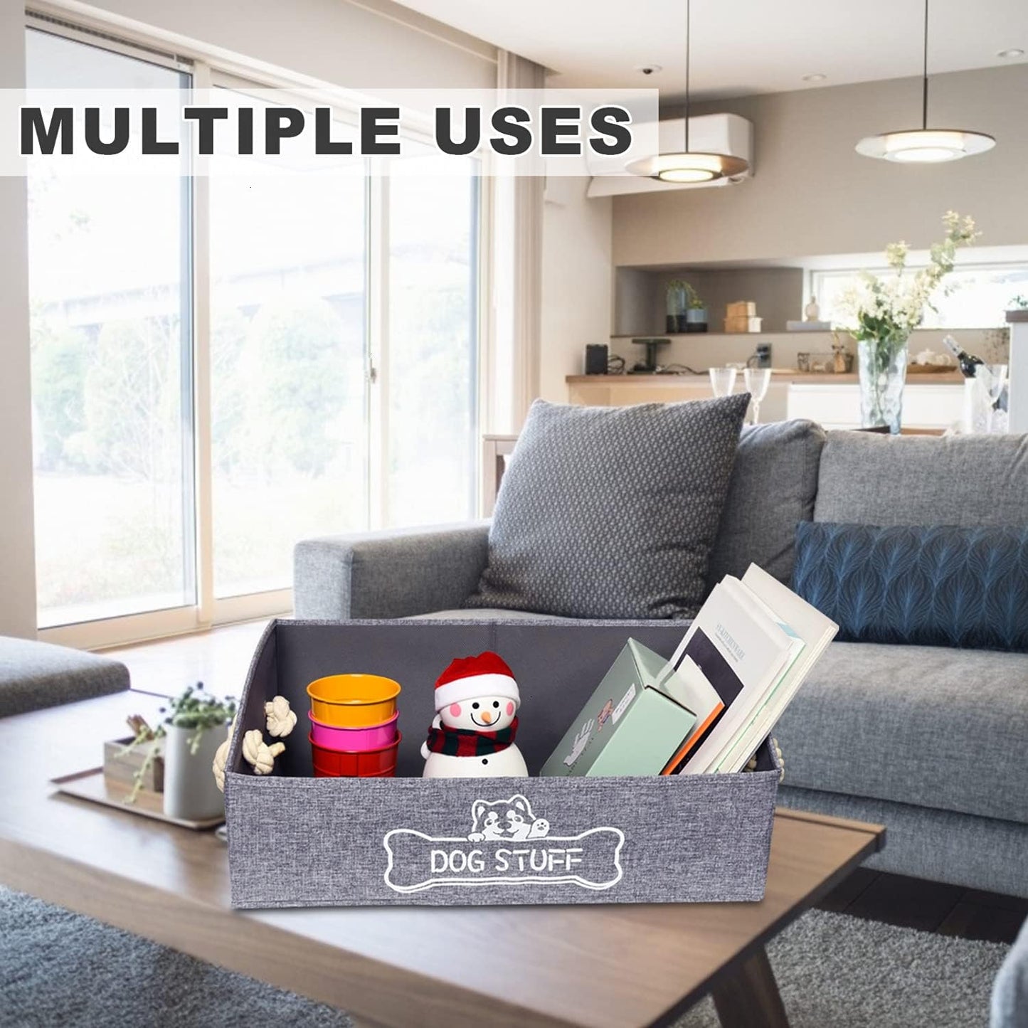 Large Dog Toy Box - Trapezoid Dog Toy Bin with Handles, Collapsible Pet Supplies Storage Basket, Perfect for Organizing Dog Cat Toys and Accessories