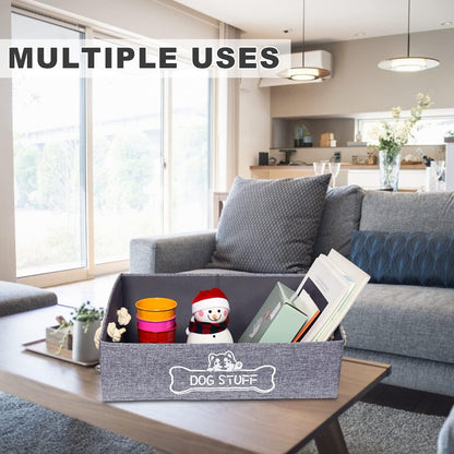 Large Dog Toy Box - Trapezoid Dog Toy Bin with Handles, Collapsible Pet Supplies Storage Basket, Perfect for Organizing Dog Cat Toys and Accessories