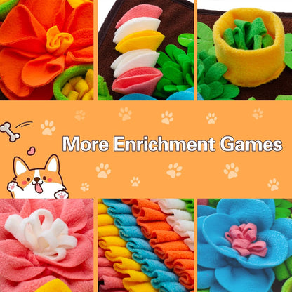 Snuffle Mat for Dogs, Sniff Mat Slow Feeding Mat for Small Pets Cats, Rabbits - Help Stress Relief and Training - Stimulate Your Pet's Foraging Skills! (Brown)