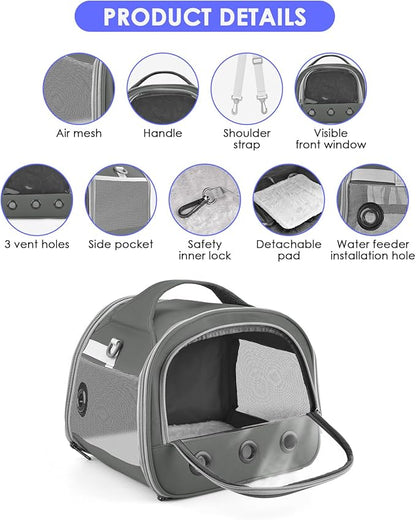 Bissap Guinea Pig Carrier Bag, Portable Small Animal Carrier Pouch for Hamster Chinchilla Rabbit Gerbil Hedgehog Sugar Glider Outgoing Travel Carrying Case - Grey