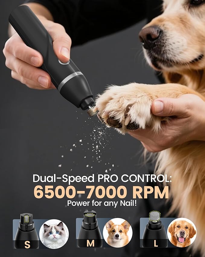4 in 1 Dog Grooming Kit for Thick Hair, 2000mAh Heavy Duty Dog Clippers for Grooming, 2-Speed Low Noise Dog Paw Trimmer with Nail Grinder for Body, Paws, Nail, Face, Ears, Legs