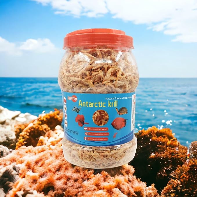 Premium Freeze-Dried Krill & Shrimp Mix - Ideal for Arowana, Koi, Tropical Cichlids, and Turtles - High-Protein Floating Aquarium Food (3000ml)