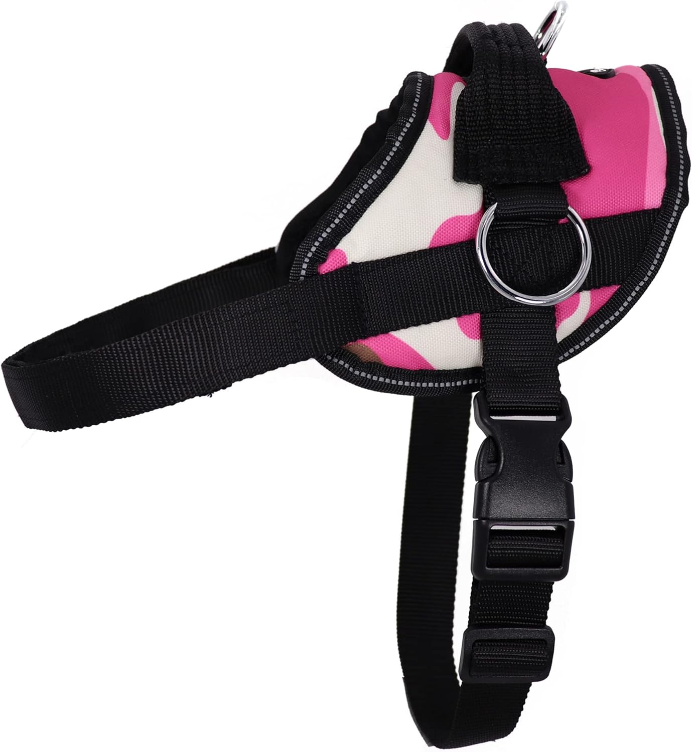 Bark Appeal Pink Camo No-Pull Dog Harness for Medium to Large Sized Pets – Adjustable, Reflective Vest with 3 Leash Clips for Added Control, Easy Walks & Training – Large