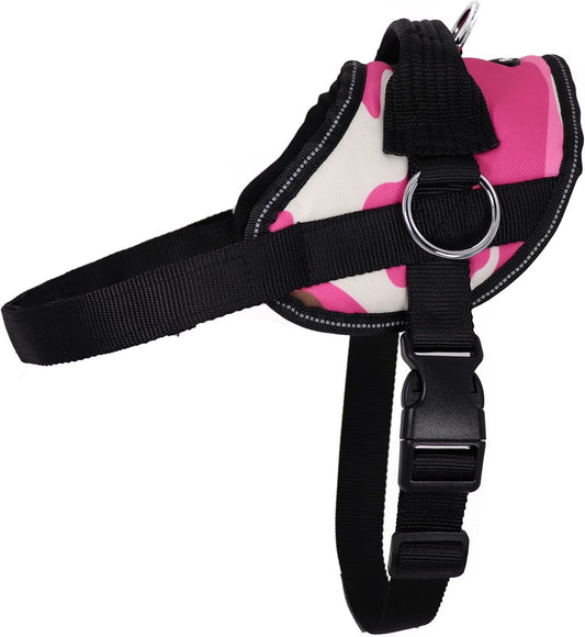 Bark Appeal Pink Camo No-Pull Dog Harness for XS to Small Sized Pets – Adjustable, Reflective Vest with 3 Leash Clips for Added Control, Easy Walks & Training – Small