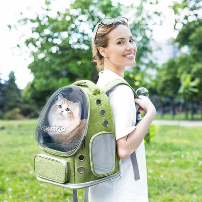 Cat Backpack Carrier with Bubble Window, Breathable & Foldable Pet Travel Carrier for Small Dogs and Cats, Airline-Approved for Hiking & Outdoor Use