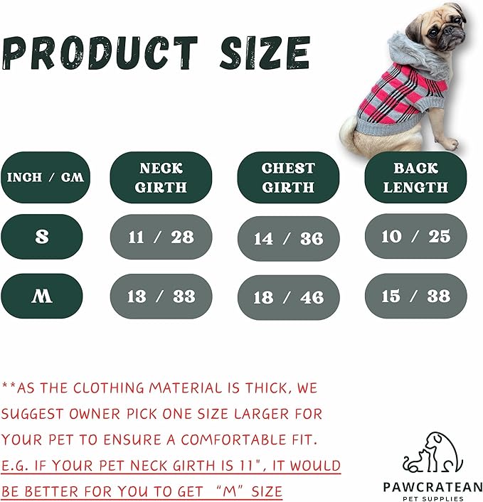 Cute Sweater for Dogs and Cats Soft Flannel Pet Outfit Warm and Cozy Animal Hoodie Small to Large Pet Clothes for Halloween Parties and Everyday Wear (Small, Green Checkered with Hat)