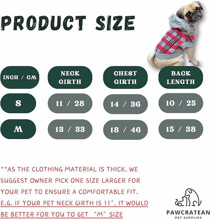 Cute Sweater for Dogs and Cats Soft Flannel Pet Outfit Warm and Cozy Animal Hoodie Small to Large Pet Clothes for Halloween Parties and Everyday Wear (Small, Green Checkered with Hat)