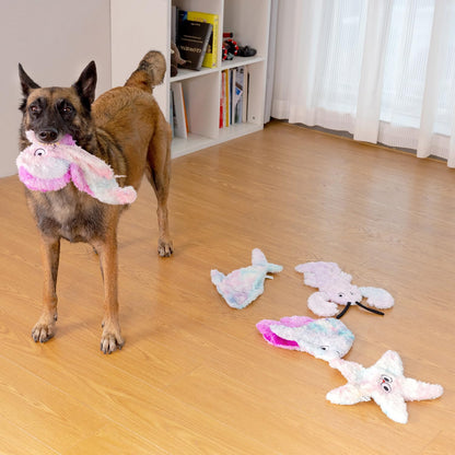 Dog Toys Pack, Durable Unstuffed Animal Dog Chew Toy, Large Soft Plush Dogs Toys Set, Dog Squeaky Toy for Small, Middle, Large Breed(5-Pack, Ocean Animals)