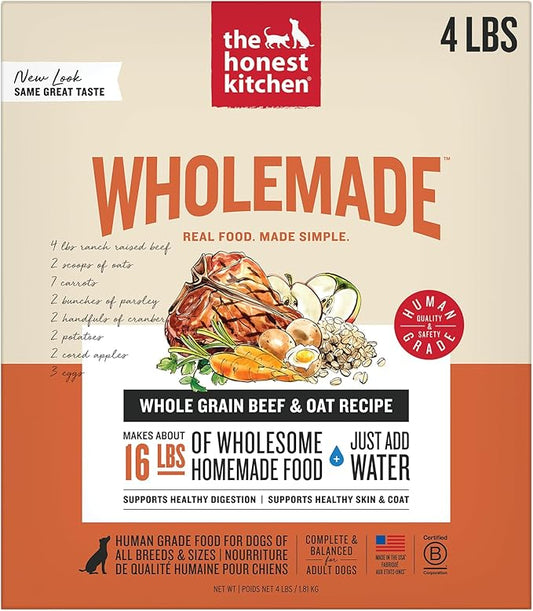 The Honest Kitchen Wholemade™ Whole Grain Beef & Oat Dog Food, 4 lb Box