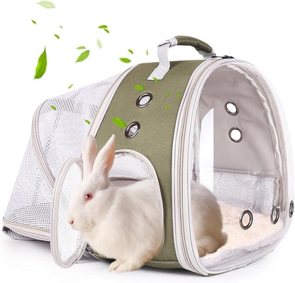 Back Expandable Backpack for Small Animals, Portable Travel Bag Breathable Pet Carrier Cages for Bunny, Guinea Pig, Bearded Dragon, Lizard, Rabbit, Squirrel, Tortoise, Kitten, Sugar Glider