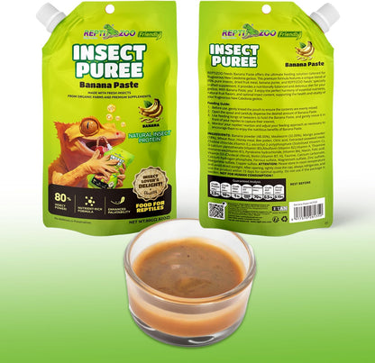 Crested Gecko Food Insect Puree, Fruit Mix Banana, Reptile Food Made with Fresh Insects 2.82oz