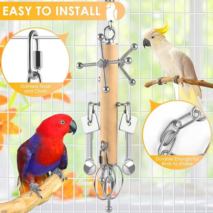 KATUMO Bird Toys, Parrot Pull Spoons, Spinning Toys for Small to Large Parrots