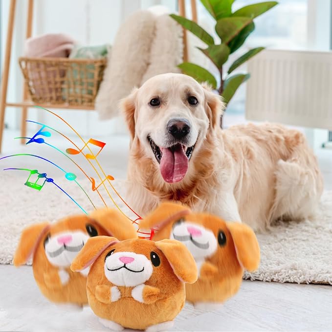 BABORUI Interactive Dog Toys Puppy, Jumping Squeaky Dog Toys with Recording and Music Modes, Rechargeable Moving Dog Chew Toys for Small/Medium/Large Dogs to Keep Them Busy(Puppy)