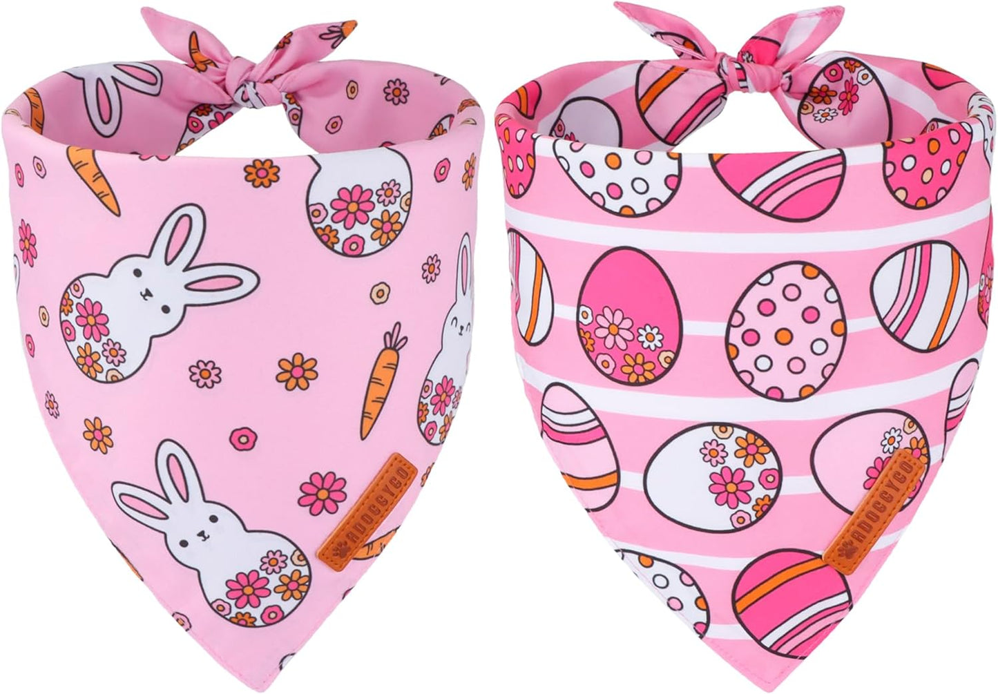ADOGGYGO Easter Dog Bandana, Pink Bunny Scarf, Premium Durable Fabric, Adjustable Fit Female Pet Easter Bandanas for Extra Large Dogs (X-Large)