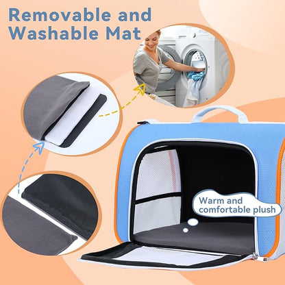 A4Pet Kitten Carrier, Airline Approved Pet Carrier for 1-12 lbs, Soft-Sided Pet Travel Carrier Blue,15.7 x 9 x 10.6, Small