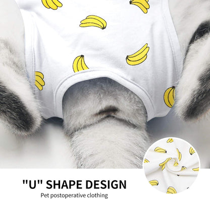 Cat Professional Surgical Recovery Suit,E-Collar Alternative for Cats Dogs,After Surgery Wear, Pajama Suit,Home Indoor Pets Clothing Banana M