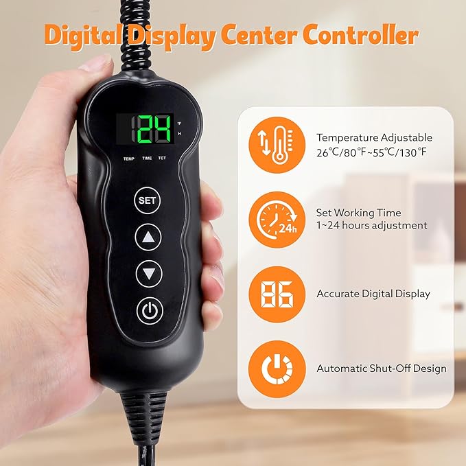 Heated Cat House for Indoor, Large Cat Bed with Heating Pad, Adjustable Temperature & Timing, with Fluffy Ball Hanging and Scratch Pad, Foldable Pet Hideaway for Small Medium and Large Cats（XL）