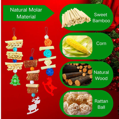 Bunny Chew Toys,Natural Chinchilla Chew and Treats Toys,Rabbit Toys for Guinea Pigs Hamster Gerbils Chinchilla and Other Small Pets(4pcs)