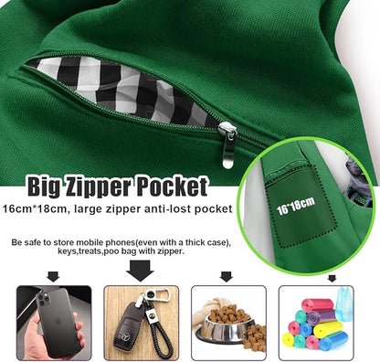 Tomkas Dog Sling Carrier for Small Dogs Puppy Carrier for Small Dogs (Emerald Green, Adjustable Strap & Zipper Pocket)