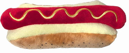 Huxley & Kent Funny Dog Toy w/Squeaker – Power Plush Squeaky Dog Toys for Small, Medium & Large Dogs – Soft Stuffed Animal for Indoor Play & Fetch - Haute Dog, Large