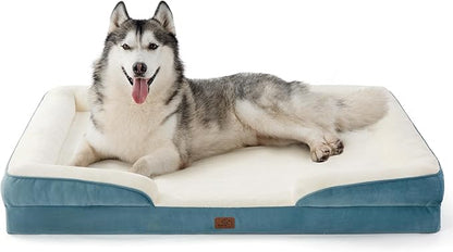 Bedsure XXL Orthopedic Dog Bed for Extra Large Dogs - Washable Giant Dog Cat Bed Waterproof, Comfort Dogs Couch Sofa with Washable Removable Cover, Pet Bed with Nonskid Bottom, Dune Haze Blue, 52"
