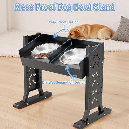 Elevated Dog Bowls for Large and Medium Dogs,(22 inch Tall), 8 Height Adjustable Tilted Raised Dog Bowl Stand with 2 Stainless Steel 1.3L(44oz) Bowls, Tall Pet Feeding Station for Large Breed Dogs