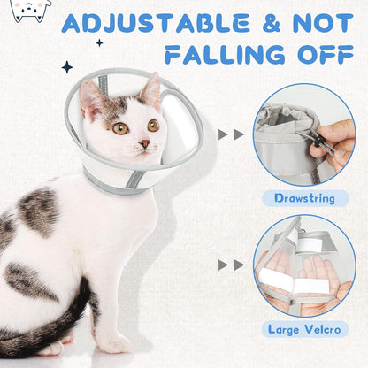 Supet Cat Cone Collar Soft, Air Mesh Recovery Collar to Stop Licking, Breathable Neck Cone Alternative for Small Kitten, Lightweight Cat Head Cone Anti Scratch (S)