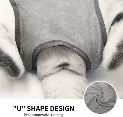 Kitten Onesies,Cat Recovery Suit for Abdominal Wounds or Skin Diseases,After Surgery Wear Anti Licking Wounds,Breathable E-Collar Alternative for Cat Grey M