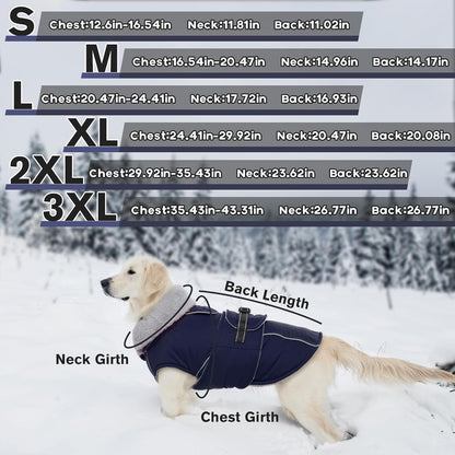 Lelepet Warm Dog Coat Waterproof Dog Jacket for Small Dogs Reflective Fleece Vest with Adjustable Buckle Hook & Loop Windproof Cold Weather Coats for Small Medium Large Dogs, Navy Blue, S